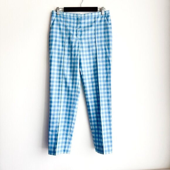 Nina Ricci Blue Plaid Wool Blend Lightweight Pants 38/S - Picture 1 of 5